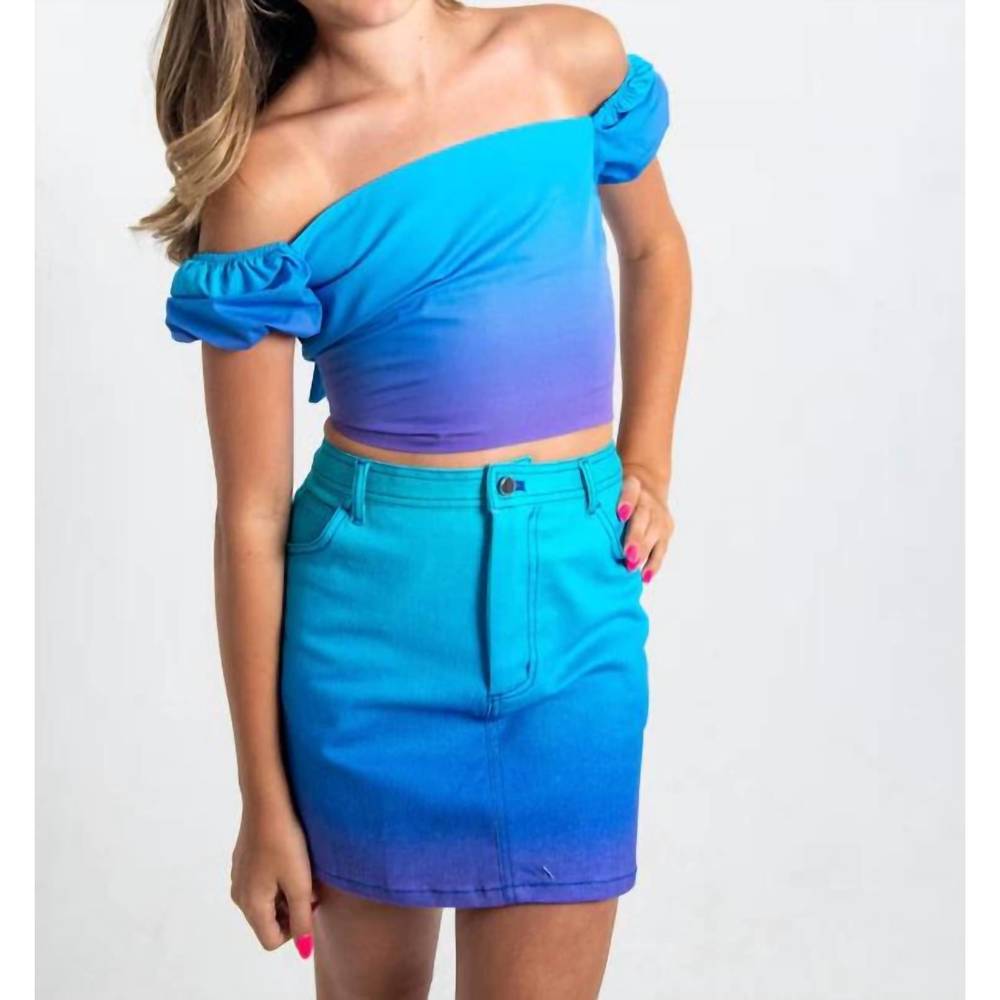 NEW THEME girl's noa double tie top in ombre blue to purple